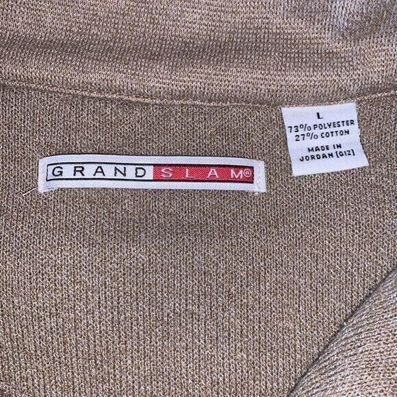 Grand Slam Mens Sweater Quarter Zip Pullover Golf Top Light Brown Large - Picture 7 of 8